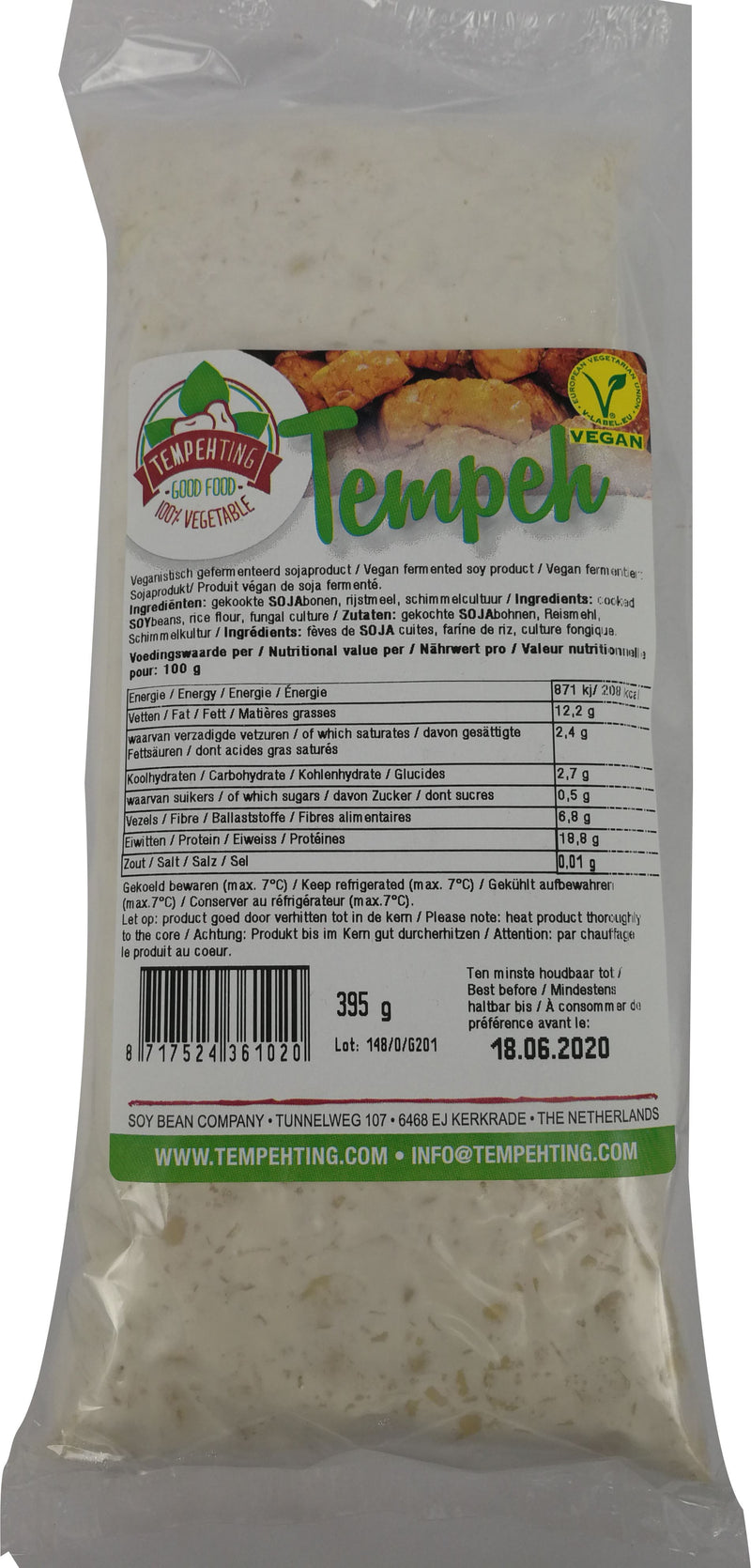 冰冻-Tiefgefroren 印尼豆腐 395克 /Tempeh 395g Tempehting