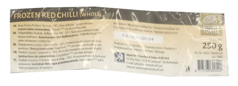 冰冻-Tiefgefroren! 金龟牌 冻小米辣 250克 /Roter Chili 250g Golden Turtle