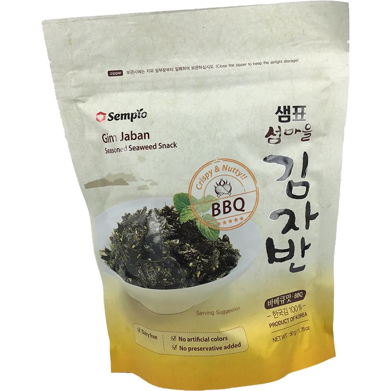 韩国休闲紫菜 烧烤味 50克 /Geröstete Seealgenstückchen mit BBQ Geschmack 50g Sempio  ji