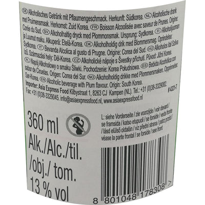 真露 韩国烧酒 李子味 360毫升 /Jinro Alkoholisches Getränk mit Pflaumengeschmack 13% Vol. 360ml