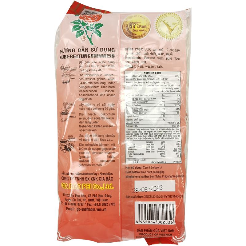 玫瑰花牌 米粉 8小份 /Reisnudeln Bun Tuoi 8xStück 400g ROSE