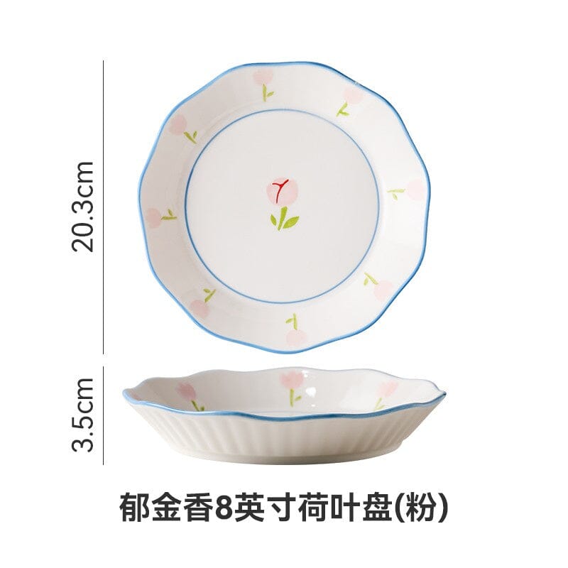 郁金香8英寸荷叶盘 粉色/Tulpe 8" Lotusblatt Teller Rosa
