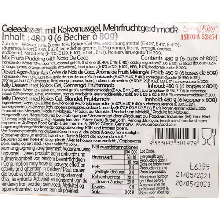 Susuking 什锦果冻 480克/ Pudding Mix Früchte 80g*6