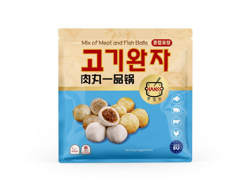 冰冻-Tiefgefroren! HANSS 肉丸一品锅 500克 /Mischung aus Fleisch- und Fischbällchen 500g HANSS