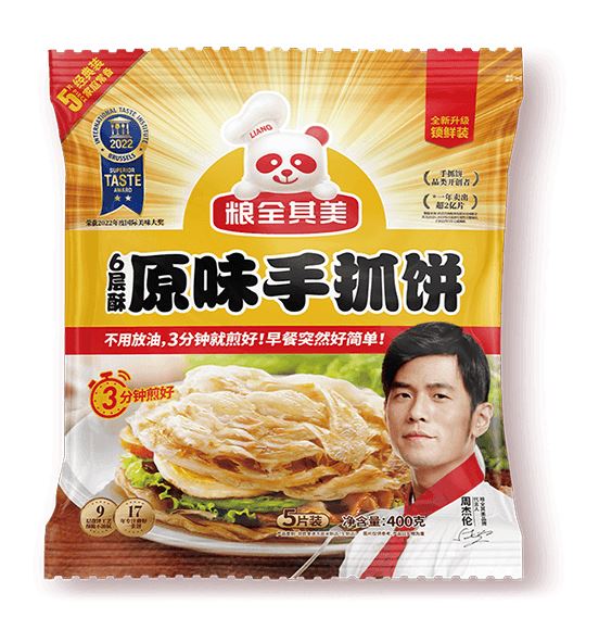 冰冻-Tiefgefroren! 粮全其美 原味手抓饼 5片 400克 /Puff Paratha Original Pfannkuchen 5 Stück 400g LQQM