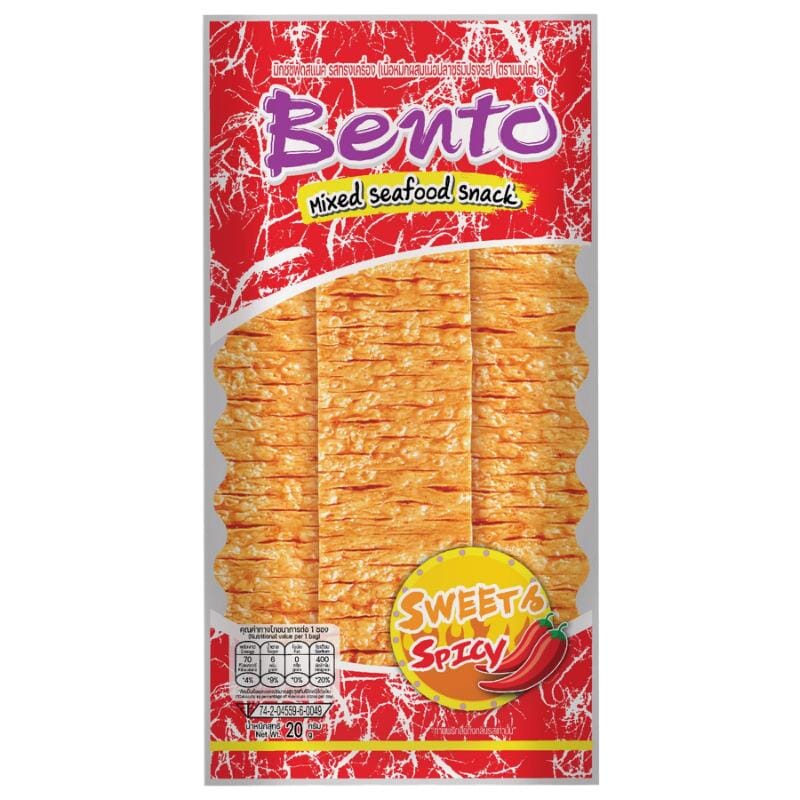 泰国鱿鱼干 甜辣味 鱿鱼片零食 红色 20克 /Thailand Tintenfisch Snack Sweet &amp; Spicy 20g BENTO